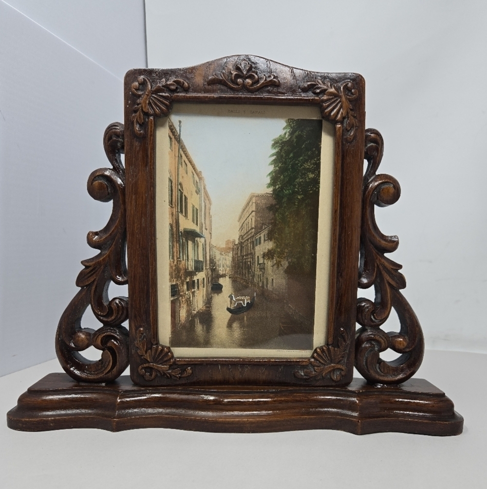 Vintage Wood Carved Frame-Calli E Canali Venezia, Ferd Ongania Print Editor READ